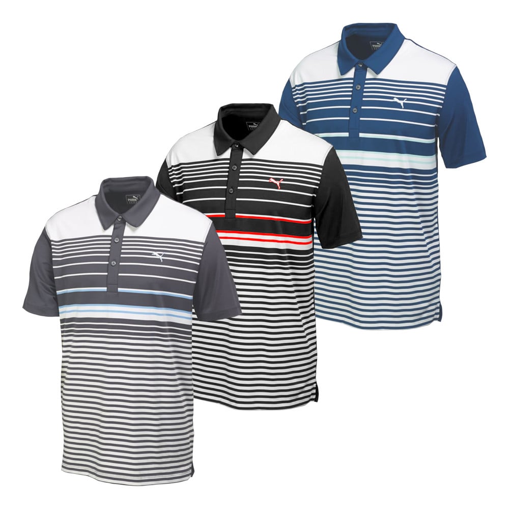 PUMA Yarn Dye Stripe Polo Golf Shirt Discount Men's Golf Polos and