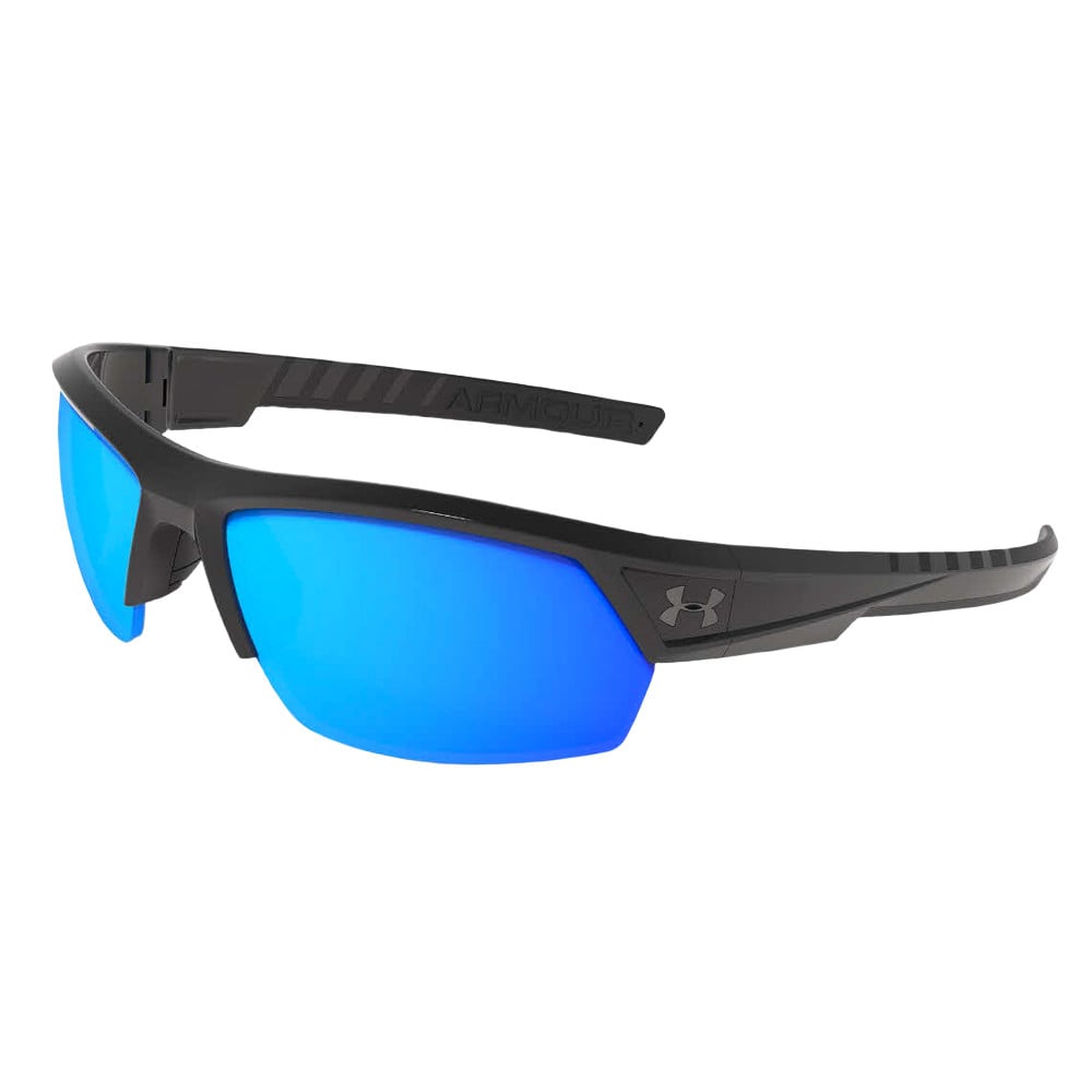 Shiny Black/Black/Grey Polarized Blue Mirror Lens