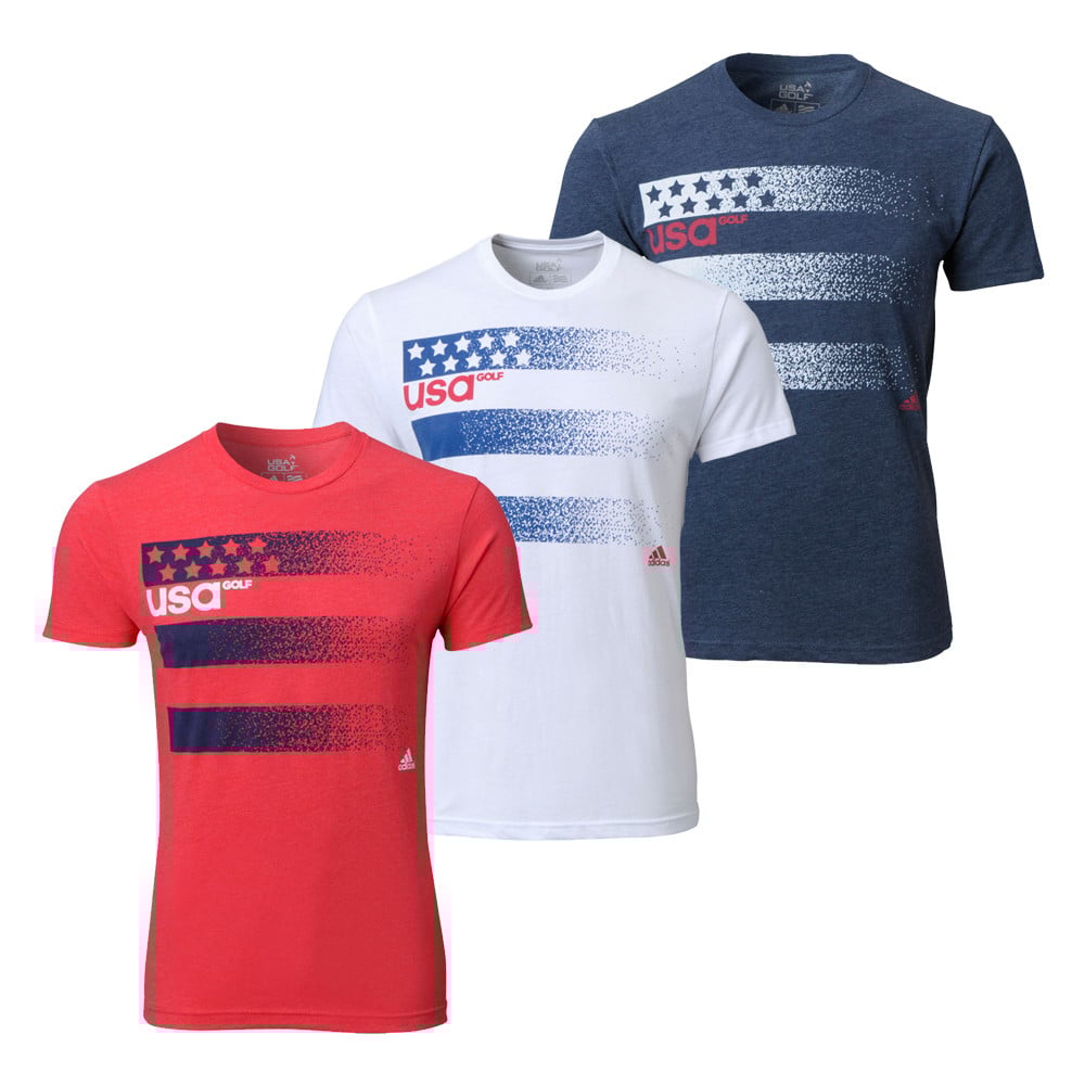 Adidas 3 Stripes USA Tee Shirt Discount Men s Golf Polos and