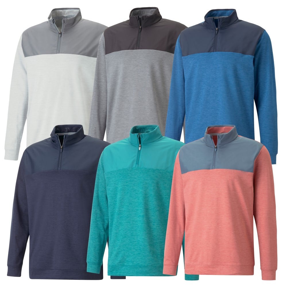 Puma Cloudspun Colourblock 1/4 Zip Golf Pullover - Grey Puma Cloudspun Colourblock 1/4 Zip Golf Pullover - Grey