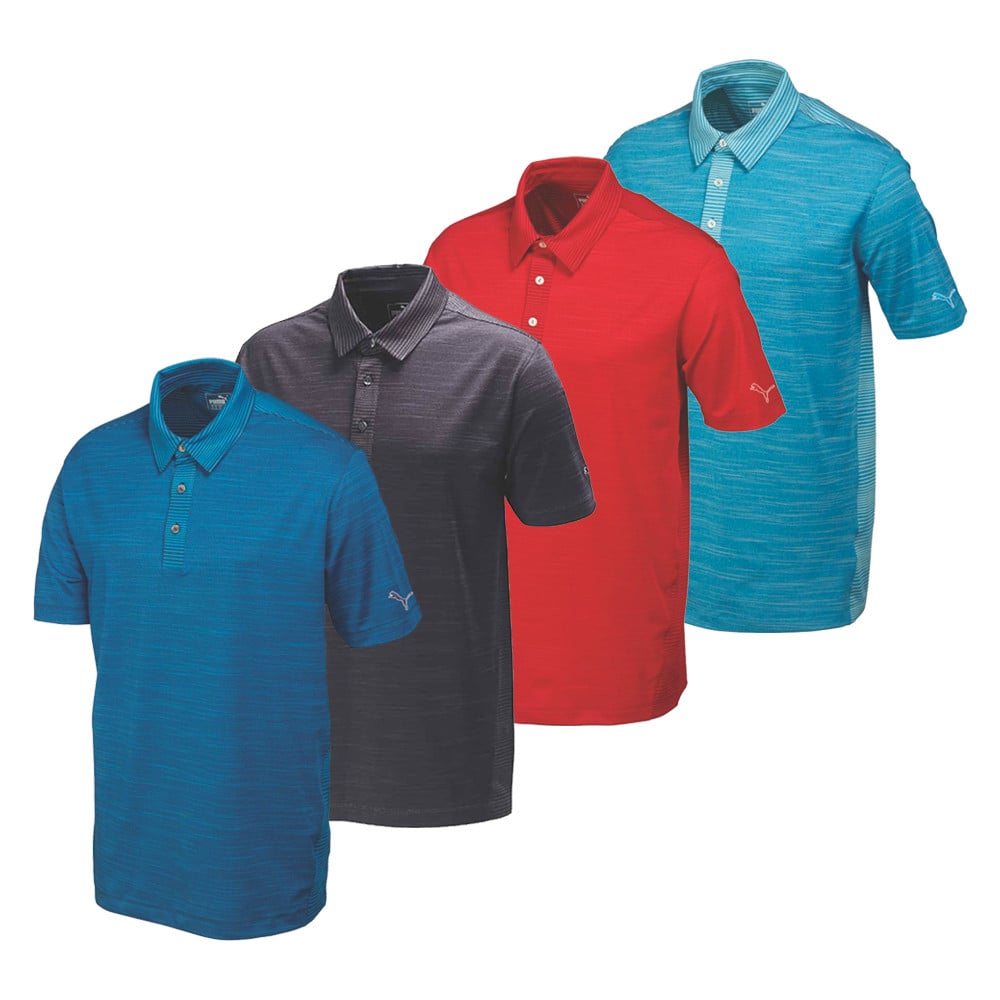 PUMA Heather Stripe Polo Cresting Golf Shirt - PUMA Golf